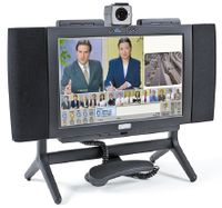 Рисунок 7. Терминал ViPr компании Aastra интересен тем, что для многоточечной видеосвязи не требуется MCU: вместо него используется многоадресная рассылка в сети IP, а каждый терминал, принимая аудио- и видеопотоки от всех остальных терминалов, сам формирует изображение и звук, представляемые пользователю.