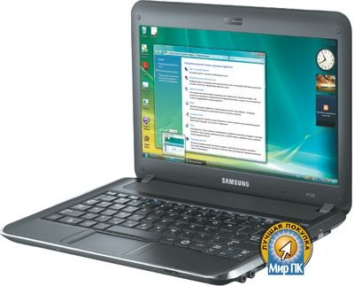 Тестирование показало, что при офисной работе ноутбук Samsung X120 в состоянии продержаться без подзарядки до 7 ч, тогда как максимальная производительность «сжирает» аккумулятор за 3 ч с небольшим. Результаты отличные, хотя до заявленных производителем 9 ч этот показатель, увы, недотягивает