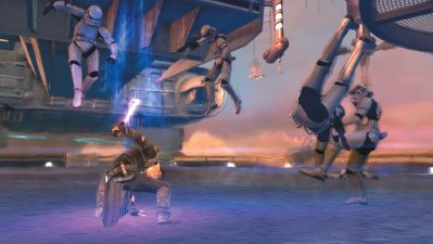 Коридорный слэшер (т.е. по-русски «рубилово») с прокачкой — вот как можно охарактеризовать творение Lucas Arts/Aspyr Media в двух словах