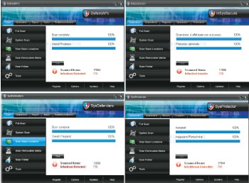 Одинаковые интерфейсы DefendAPc, InSysSecure, SysDefender, SysProtector
