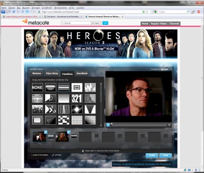 Пример использования Kaltura Standard Video Editor на сайте Metacafe