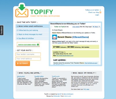 С помощью Topify будет поступать достаточно подробная информация о человеке, благодаря чему нетрудно принять решение, интересен ли его микроблог. Такой сервис может быть полезен не только рядовым пользователям, но и компаниям, ведущим корпоративный Twitter, поскольку они смогут лучше понять своего читателя