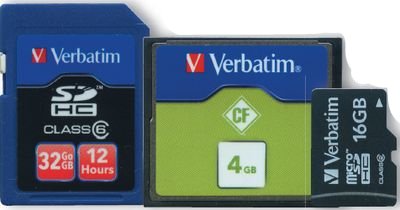 Карты CF 4Gb; SDHC HD Video Class 6 32Gb и microSDHC Class 4 16Gb