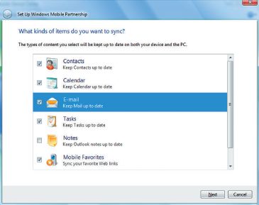 Экран 2. Выбор элементов для синхронизации