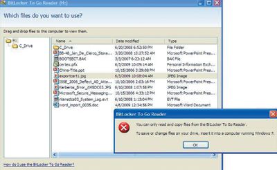 Экран 2. Интерфейс BitLocker To Go (BTG) Reader