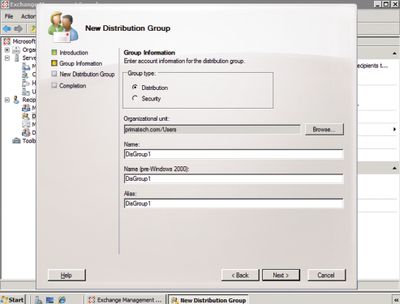 Экран 1. Создание новой группы рассылки