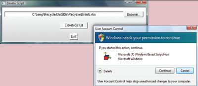 Экран. Интерфейс Elevate Script HTA