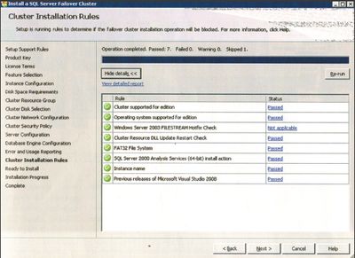 Экран 3. Окончательная проверка готовности кластера для установки SQL Server
