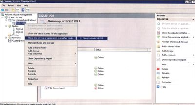 Экран 4. Перенос экземпляра SQL Server с одного узла кластера на другой при отказе