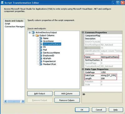 Экран 3. Добавление столбцов выходных данных