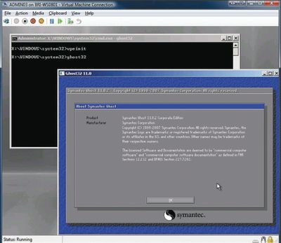 Экран 6. Запуск службы Ghost из среды WinPE