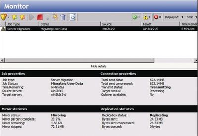 Экран. Консоль управления Double-Take Move