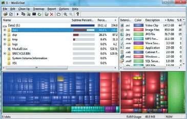 Экран. Просмотр свободного места на диске при помощи WinDirStat